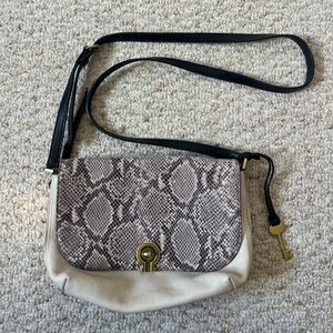 Fossil Classic Crossbody Snake Python and Tan